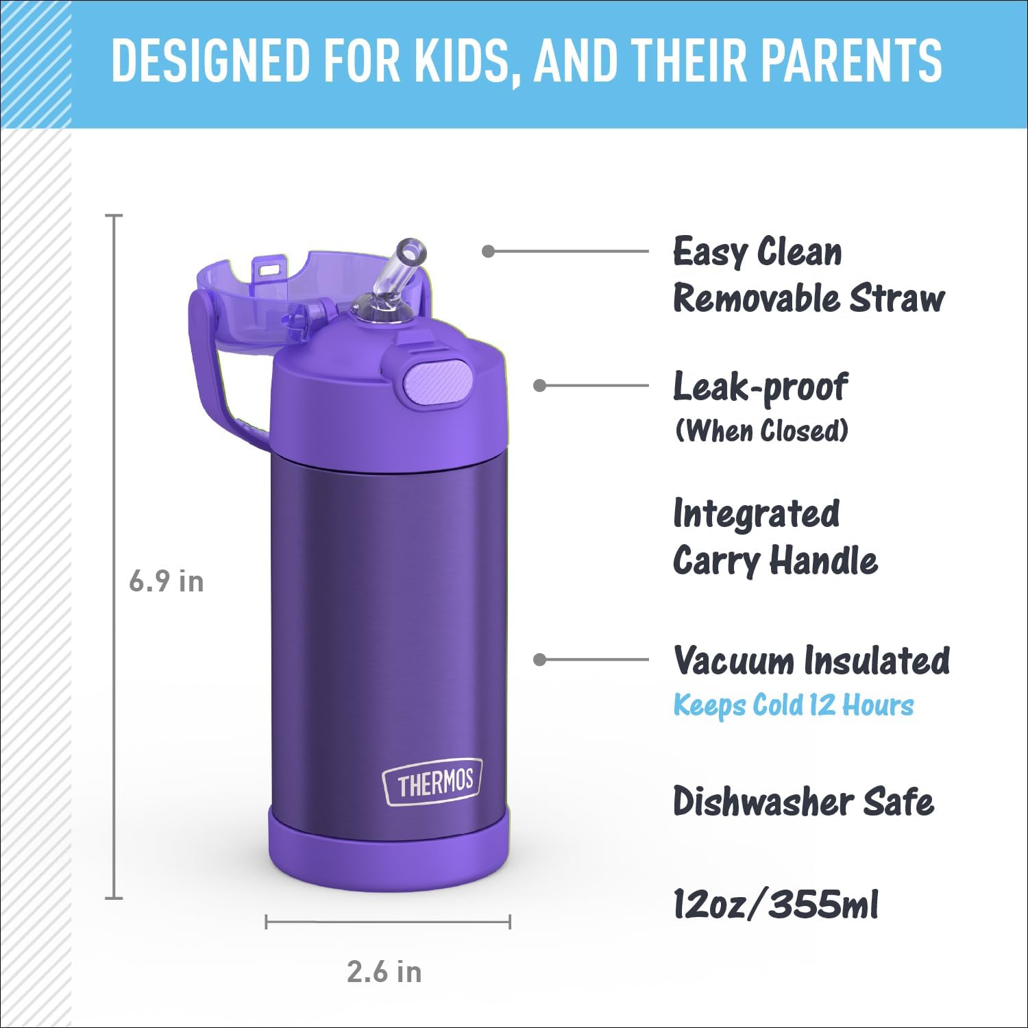 Detalle de FUNTAINER Kids Water Bottle, 12 Ounce