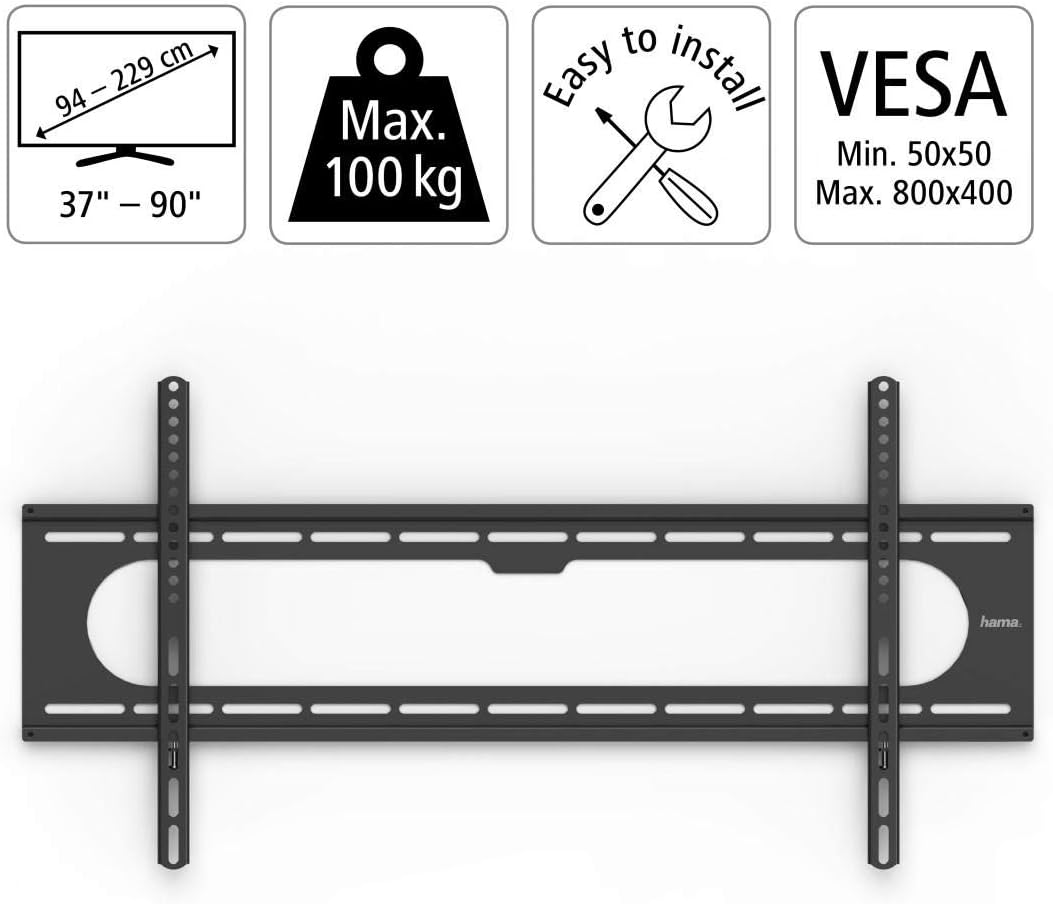 Detalle 2 de Hama Strong FIX ultra-slim TV wall bracket (fixed mount) for flat & curved TVs up to 100kg