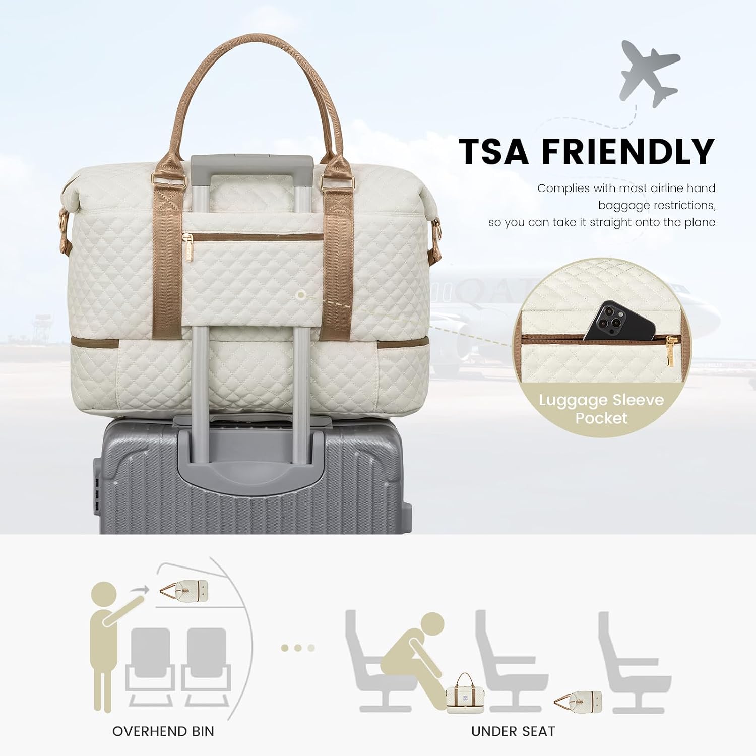 Detalle 2 de LOVEVOOK borsa da viaggio donna/duffel grande con organizer, scomparto scarpe e lavaggio separato