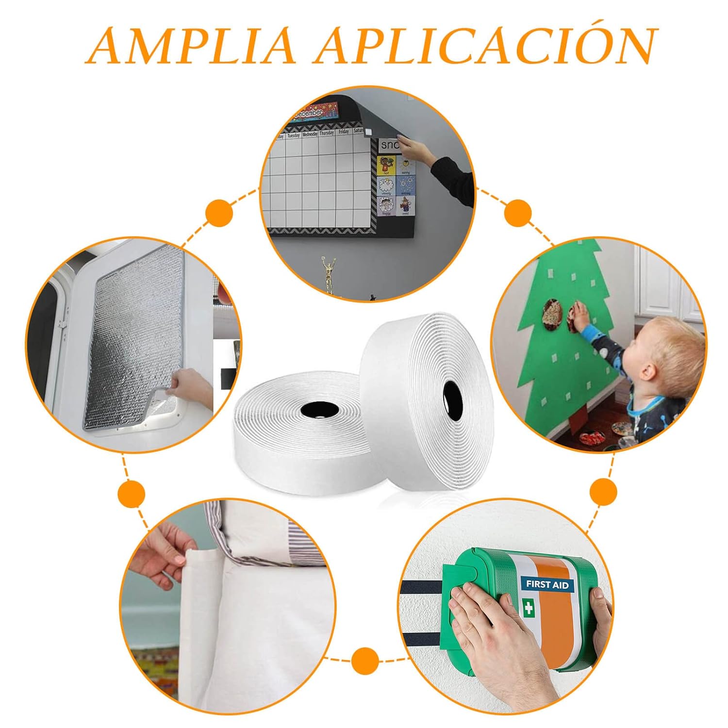 Detalle 2 de Blooven 20 mm x 8 m cinta hook y loop autoadhesiva
