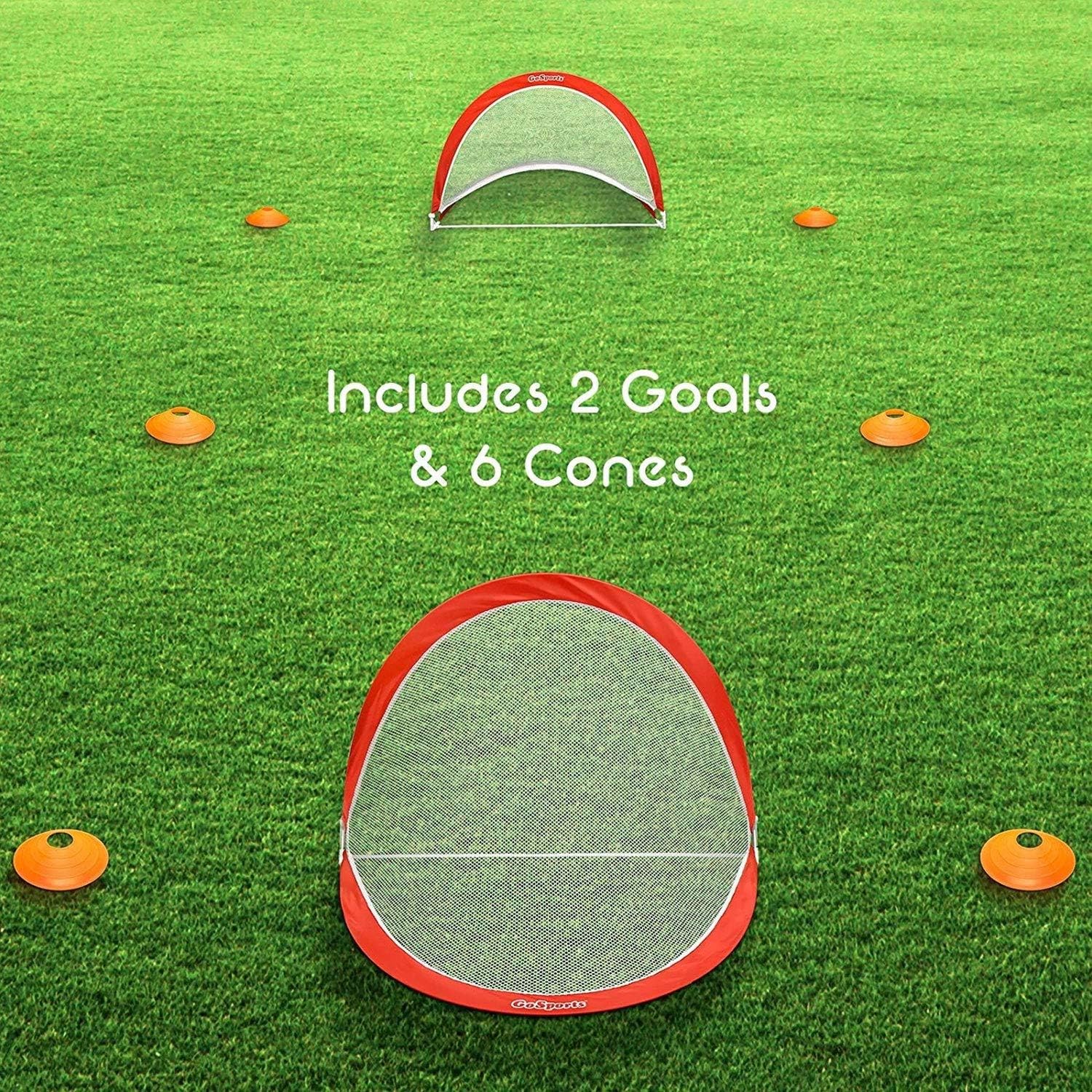 Detalle de GoSports Portable Pop-up Football Goals – Lot de 2 (1,2 m) avec cônes et étui
