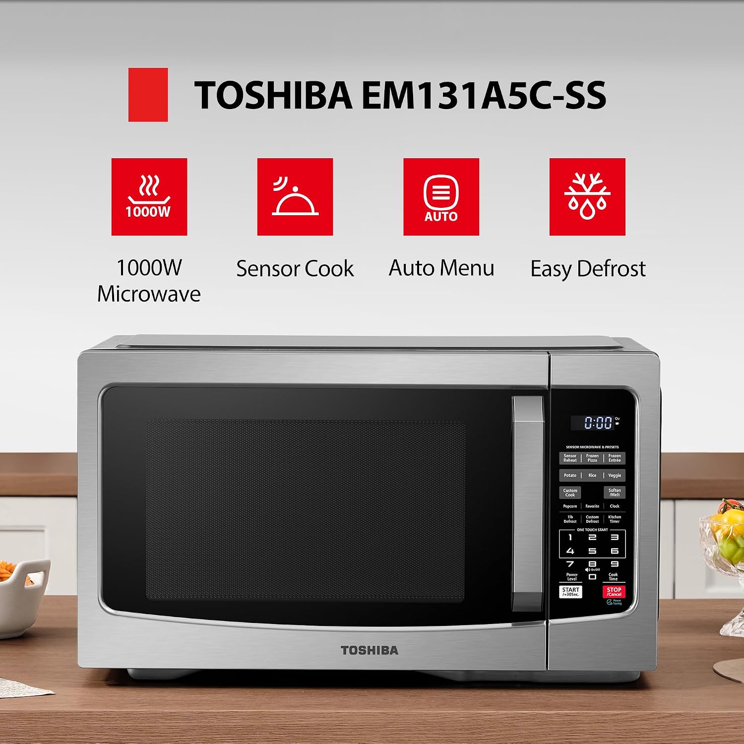 Detalle 2 de TOSHIBA EM131A5C-SS 1.2 cu ft Microwave 🍽