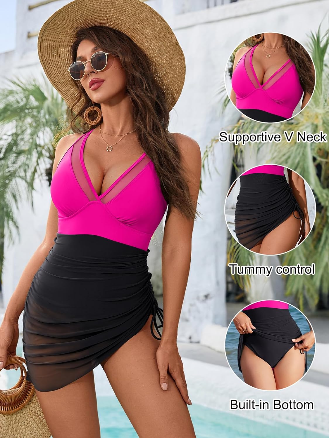 Detalle 2 de Blooming Jelly Women One-Piece Swim Dress for Tummy Control