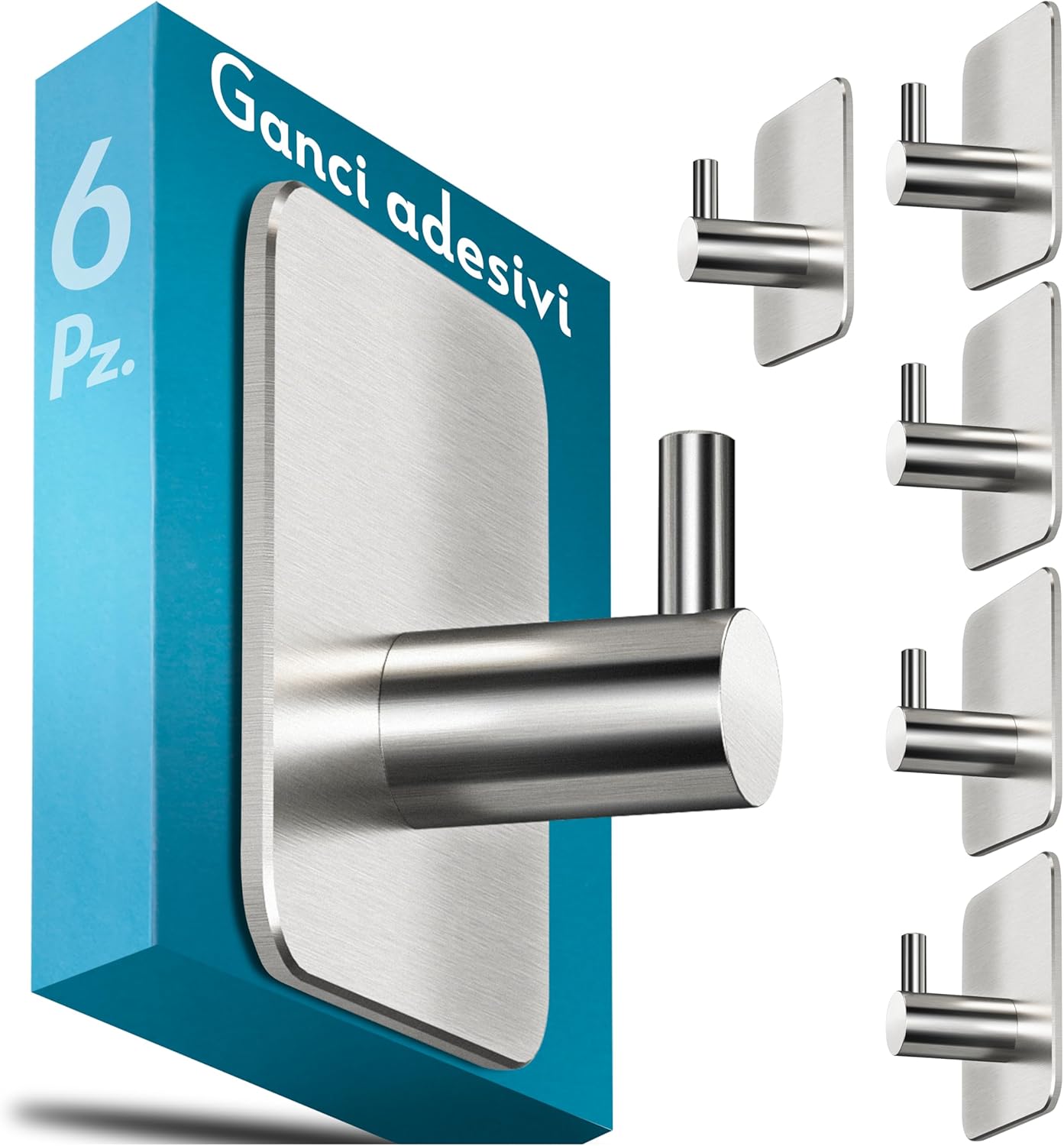 Menz Ganci adesivi bagno 6 pezzi