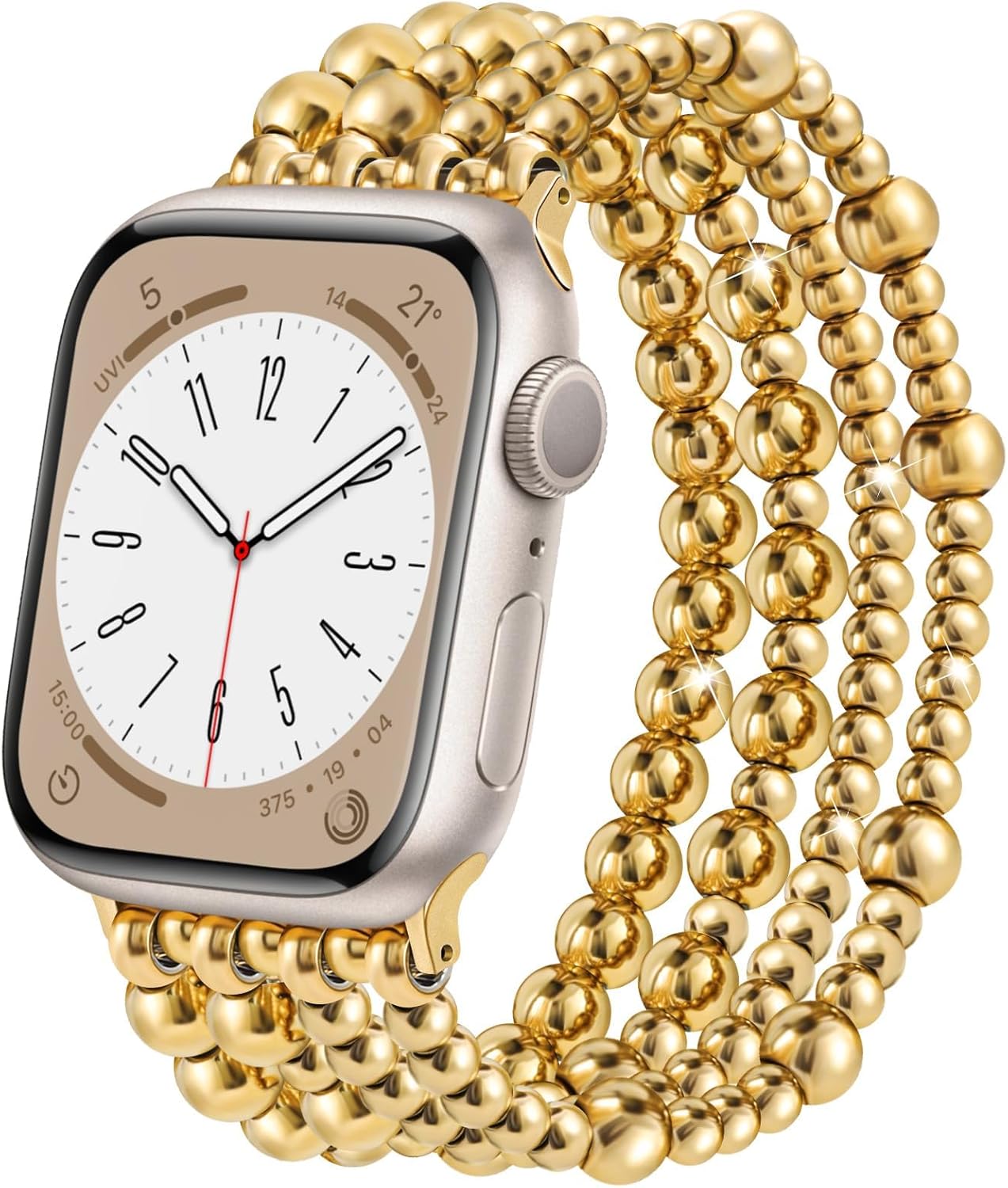 Thumbnail 6 de V.R.HOPE Unique Beaded Strap for Apple Watch 44–49mm (Rose White, Small): Elegant Beaded Band for Women
