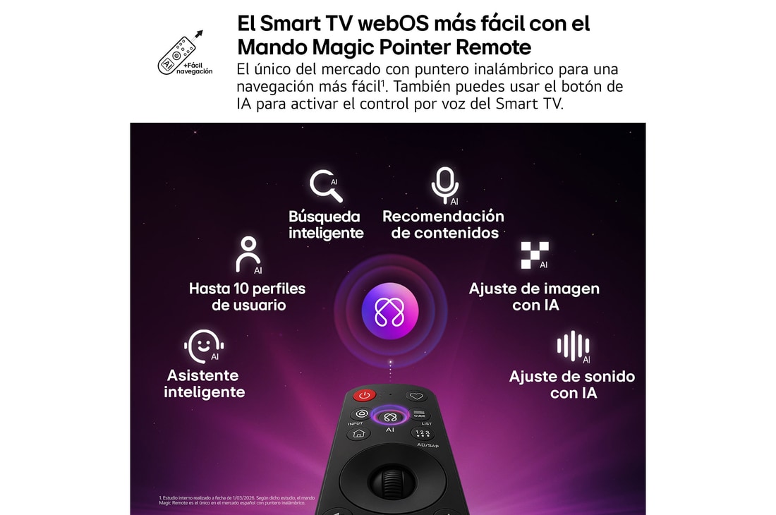 Detalle 2 de LG QNED81 75QNED81B6A: Smart TV QNED evo MiniLED 75" 4K (2026) con webOS y Copilot