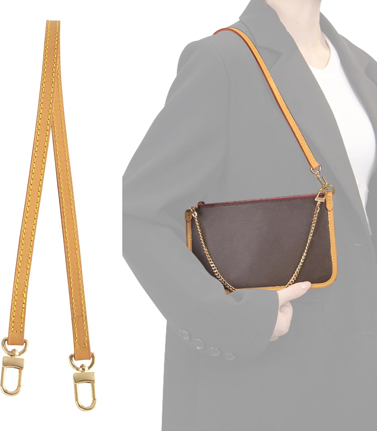 Detalle de Leder Schulterriemen 60 cm für Handtaschen