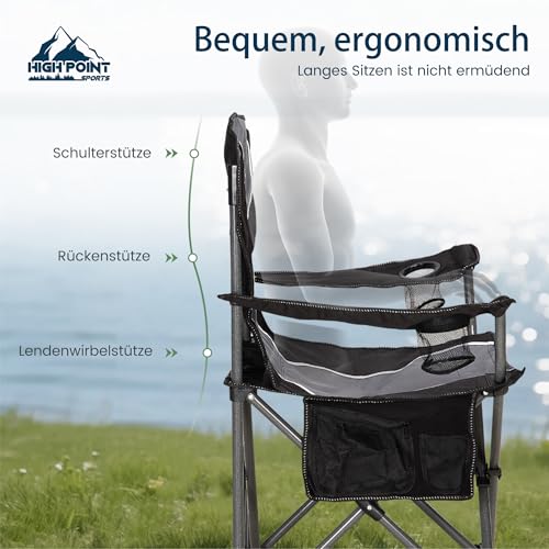 Thumbnail 7 de HIGH POINT SPORTS Campingstuhl Faltbar Angelstuhl – Stabiles Klappdesign, 160 kg Belastung