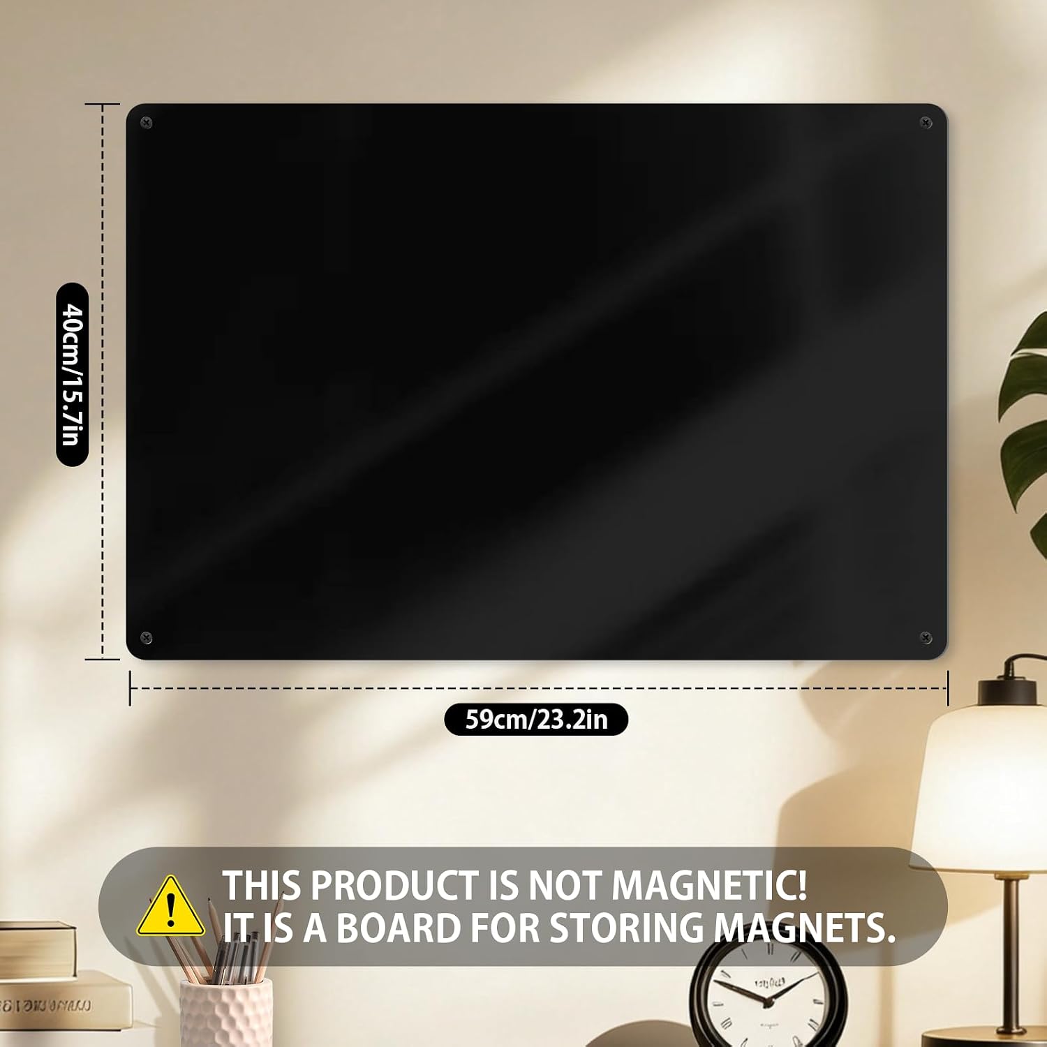 Detalle de ALANGDUO Magnettafel Schwarz 40 x 59 cm – Große Magnetwand für Küche, Büro und Wohnzimmer