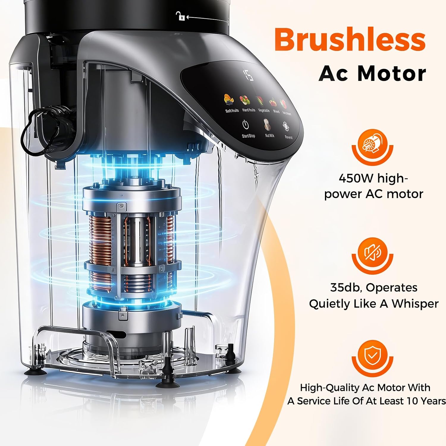 Thumbnail 5 de Juicer Machine, 4-In-1 Cold Press Juicer with Smart Touch Controls