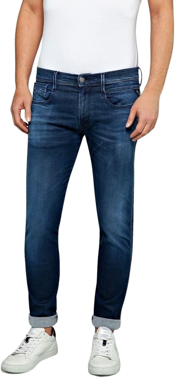 Detalle de Replay Herren Jeans Anbass Hyperflex Colour Xlite – Slim Fit mit Stretch