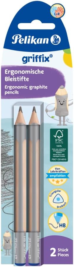 Pelikan griffix Dreikant-Holzbleistifte HB – ergonomisch, 2 Stück
