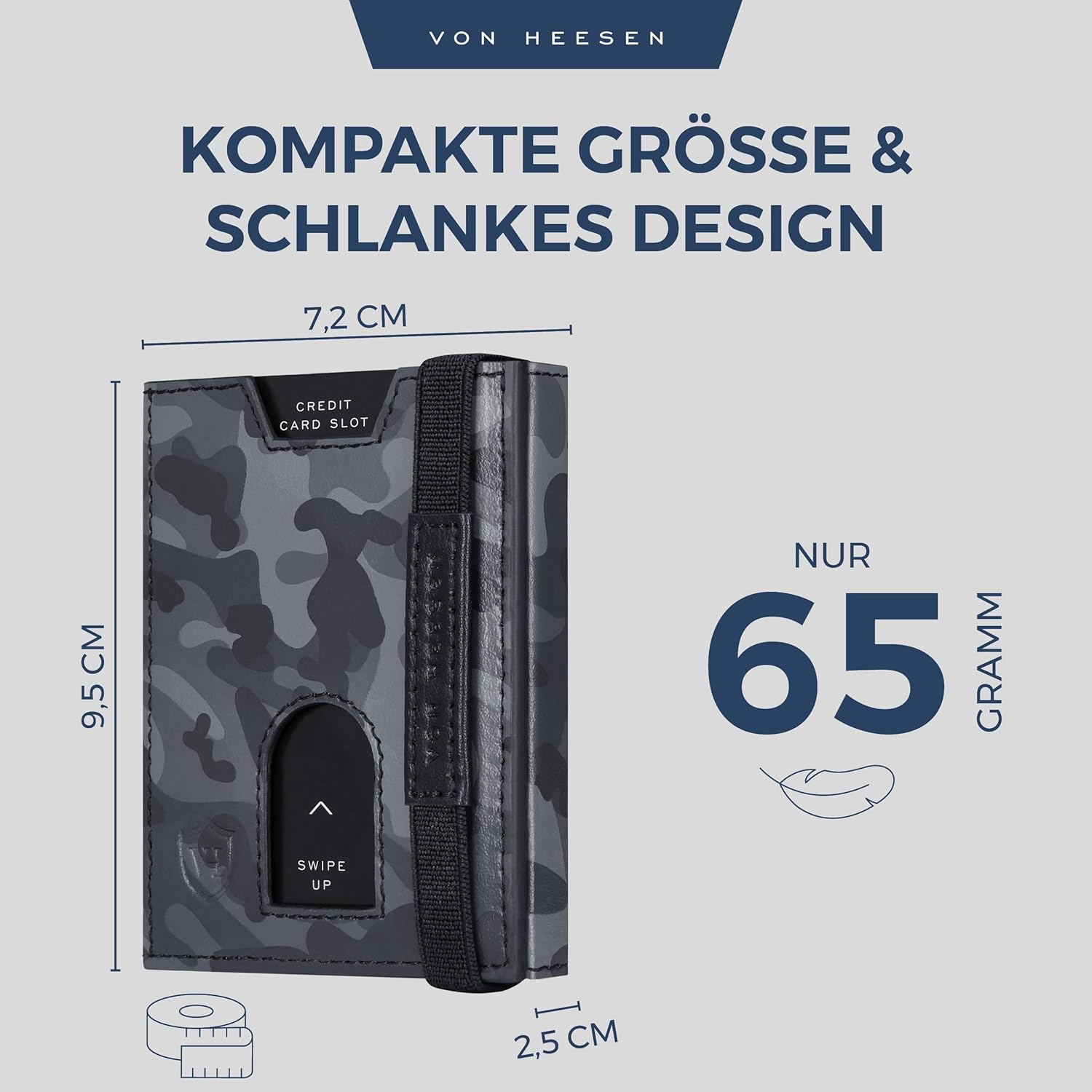 Thumbnail 4 de VON HEESEN Slim Wallet mit XL Münzfach & RFID-Schutz – echtes Nappa Leder Kartenetui im Camouflage-Design