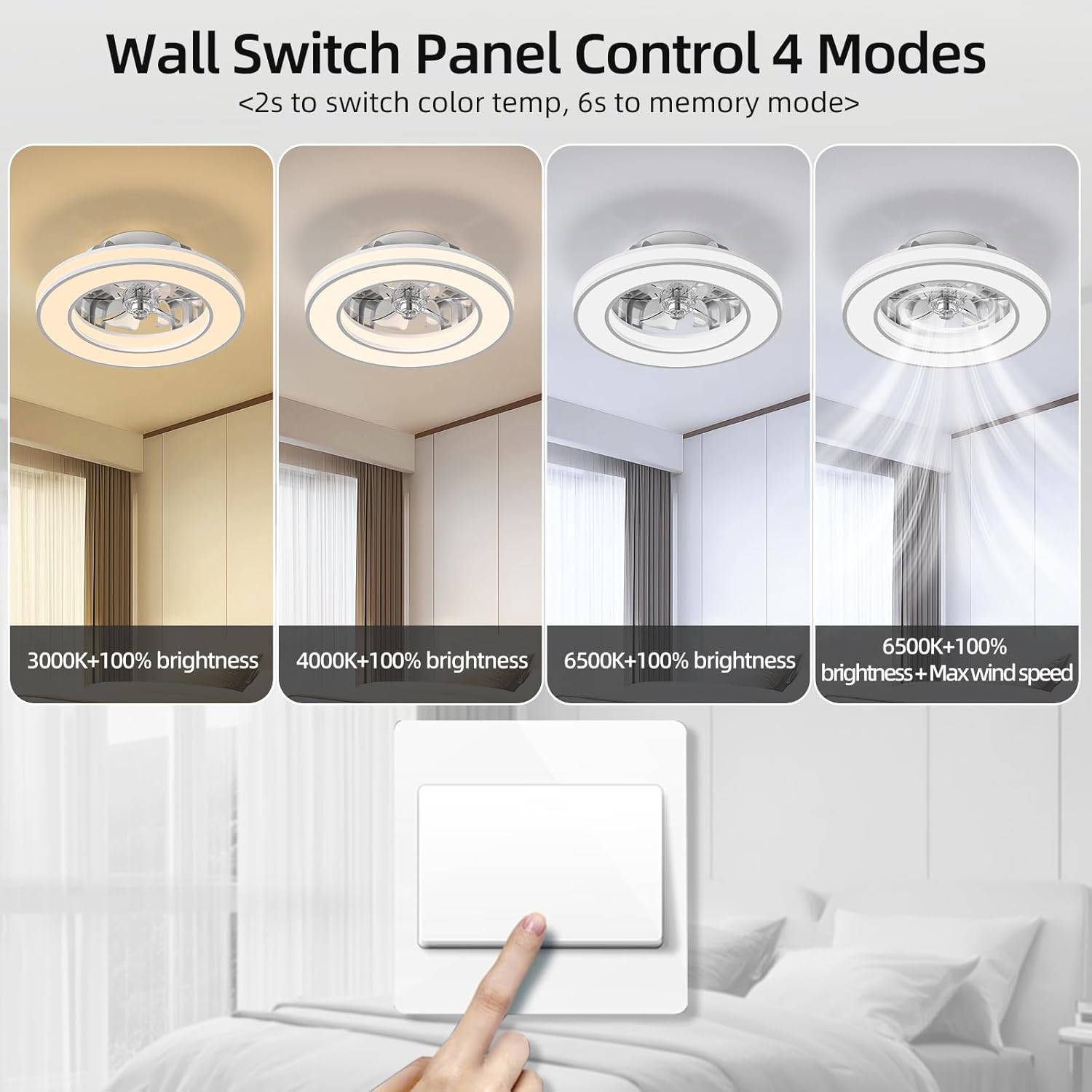 Thumbnail 3 de Ateroll Ceiling Fans with Lights 41.5CM: Quiet, Remote-Controlled LED Ceiling Fan with RGB Lights