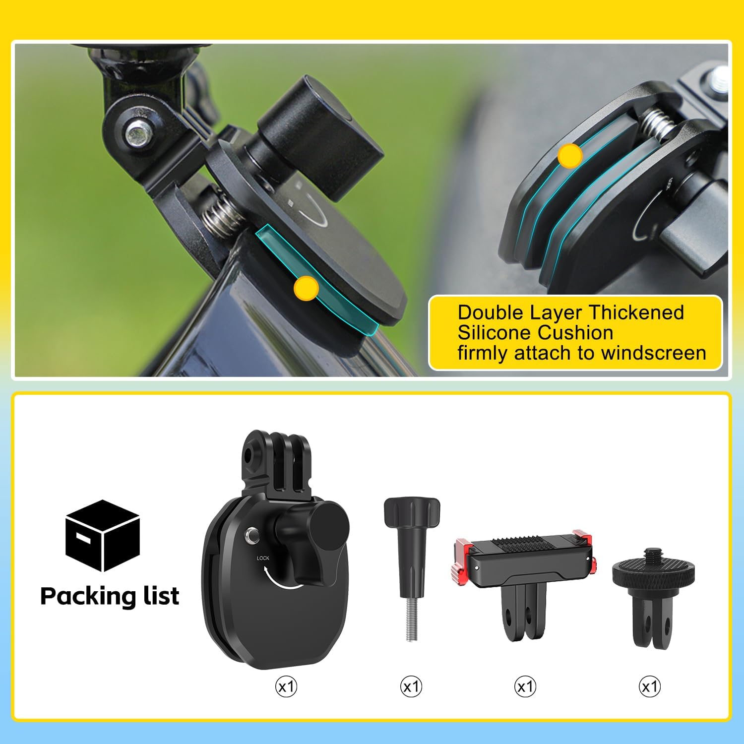 Thumbnail 6 de HAFOKO Motorcycle Windshield Mount for Action Cameras – CNC Aluminium Clip, 180° Adjustment