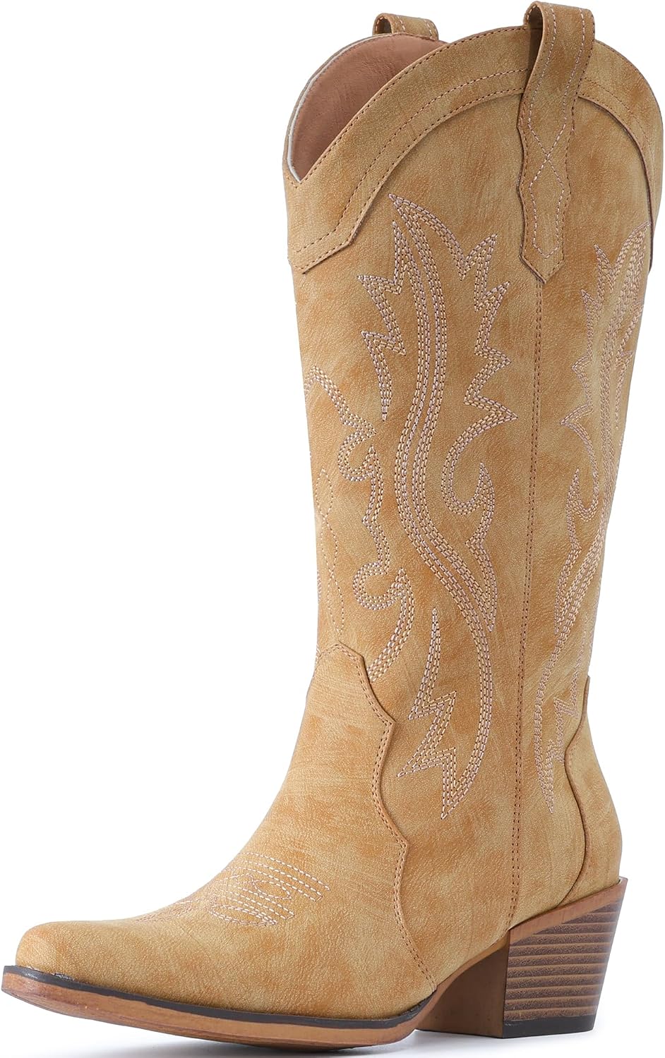 Detalle 2 de IUV Women's Cowboy Boots with Chunky Heel – Handcrafted Embroidered Western Cowgirl Boots
