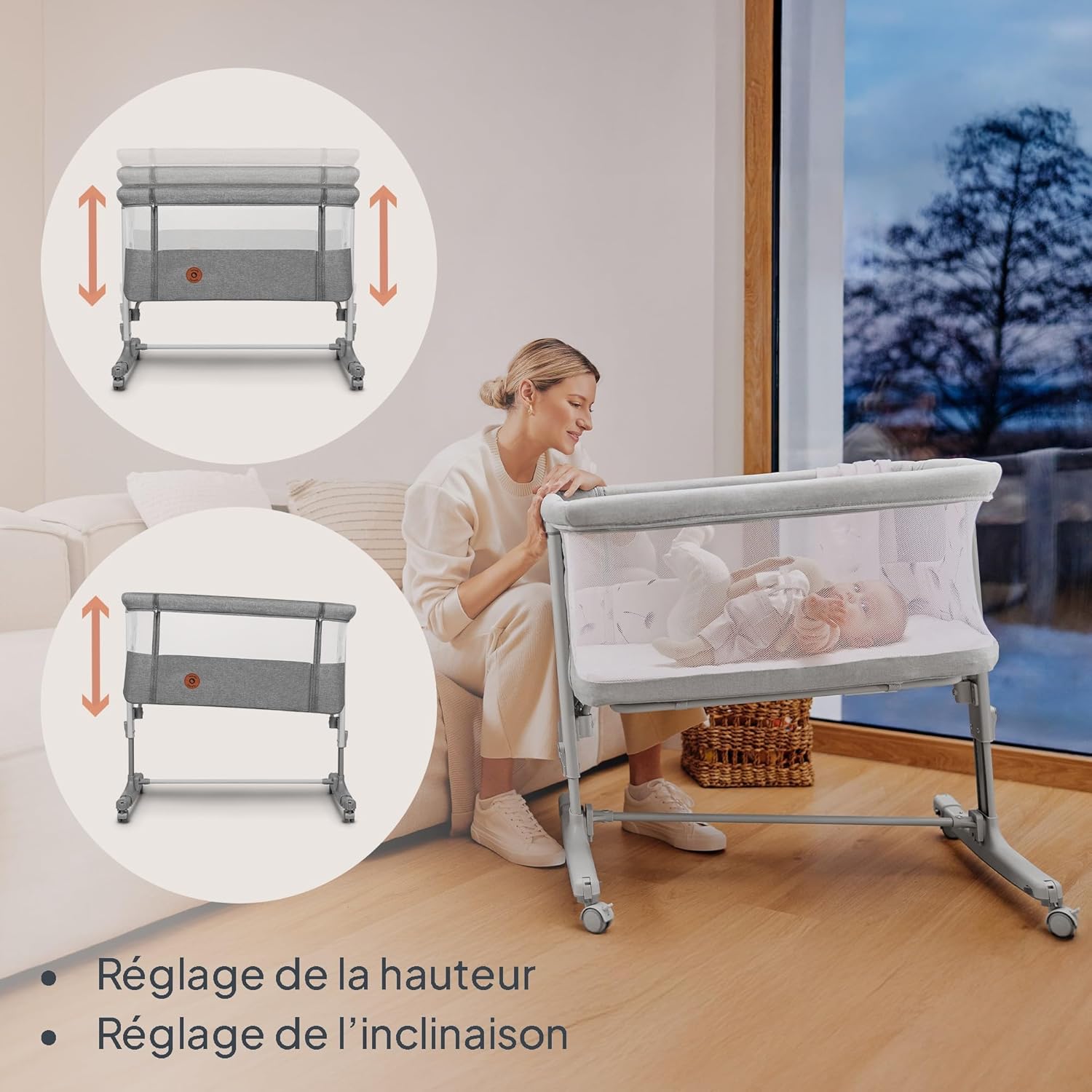 Detalle de Lionelo Aurora 3 en 1 - Lit bébé cododo, berceau et lit indépendant jusqu'à 9 kg