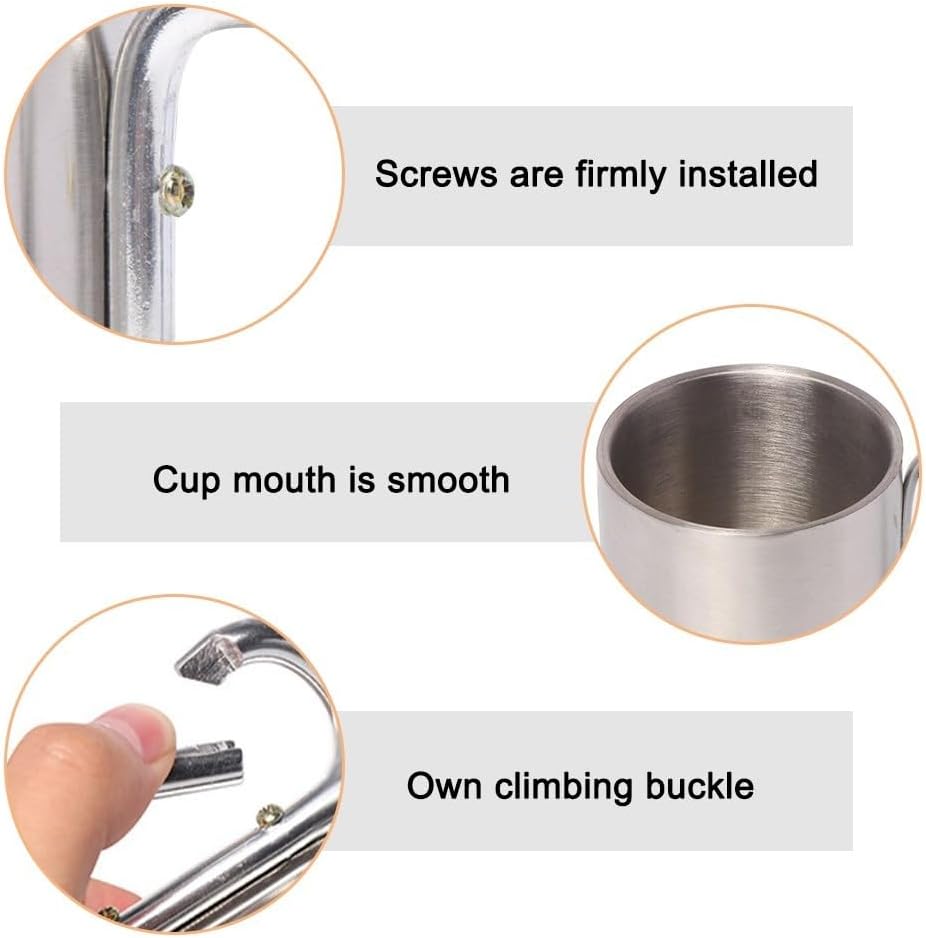 Thumbnail 1 de MiOYOOW Stainless Steel Carabiner Mug — 300ML, Double‑Walled Camping Cup with Snap Handle