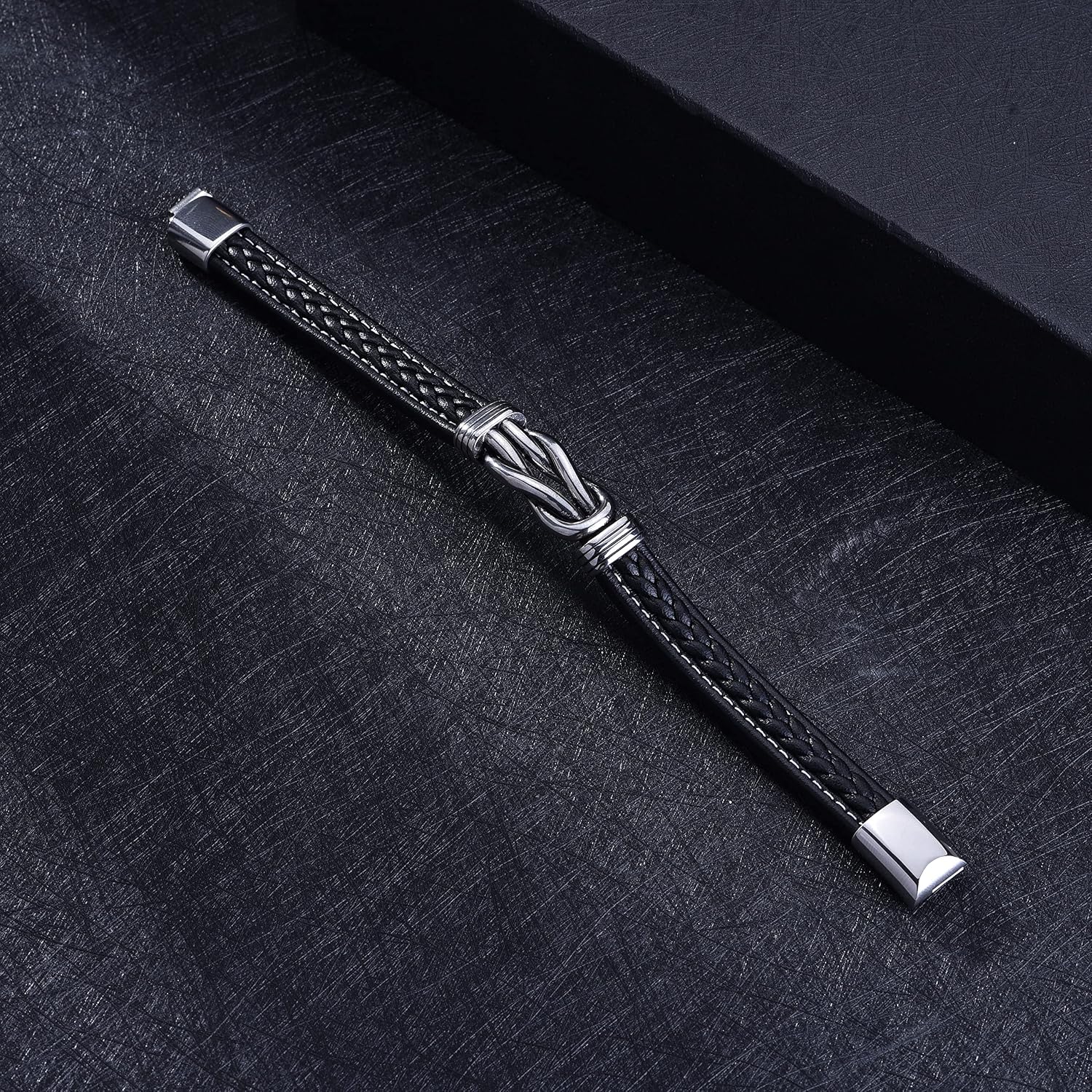 Thumbnail 4 de To My Grandson leather bracelet with engraving and stainless steel clasp – braided gift for Christmas, birthdays and more