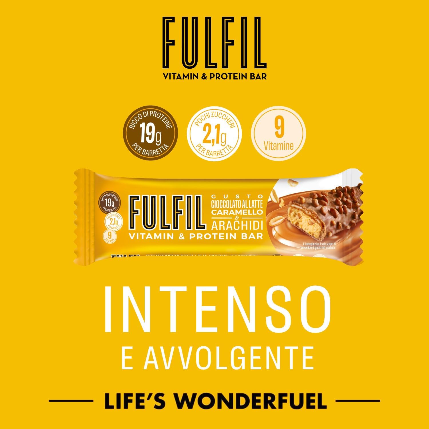Detalle de FULFIL - Barretta Proteica da 55 g, Cioccolato Caramello e Arachidi, confezione da 15 pezzi