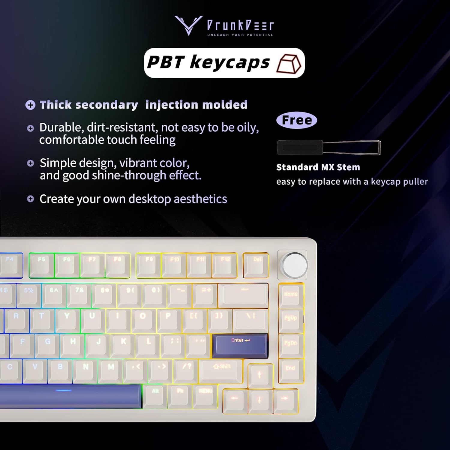 Detalle de DrunkDeer Rapid Trigger Gaming-Tastatur: 82-Tasten TKL mit magnetischen Hall-Sensoren