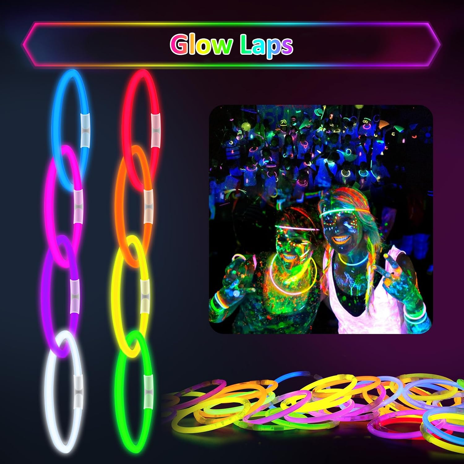 Detalle de Kangtaixin Knicklichter Leuchtstäbe-Partyset (100 Knicklichter + 100 Verbinder) für Kindergeburtstag & Events