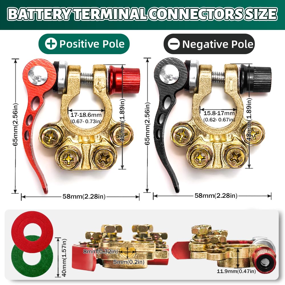 Thumbnail 3 de 2Pcs Quick Release Battery Terminals — 4-Way Connectors for 12V, 24V and 60V Systems