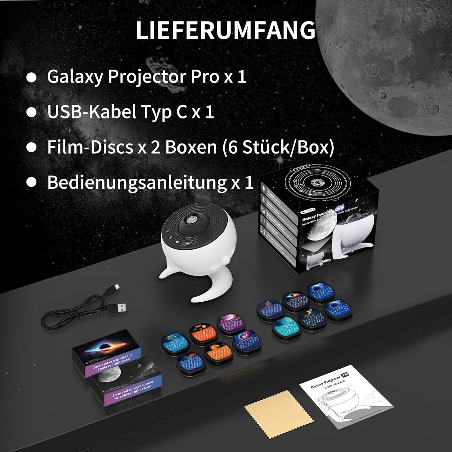 Thumbnail 6 de FlyLily Sternenhimmel Projektor 13 in 1 Galaxy Projektor – Deckenprojektor mit Timer, 360°-Drehung, USB-C, Lichtwalde für Kinder und Erwachsene