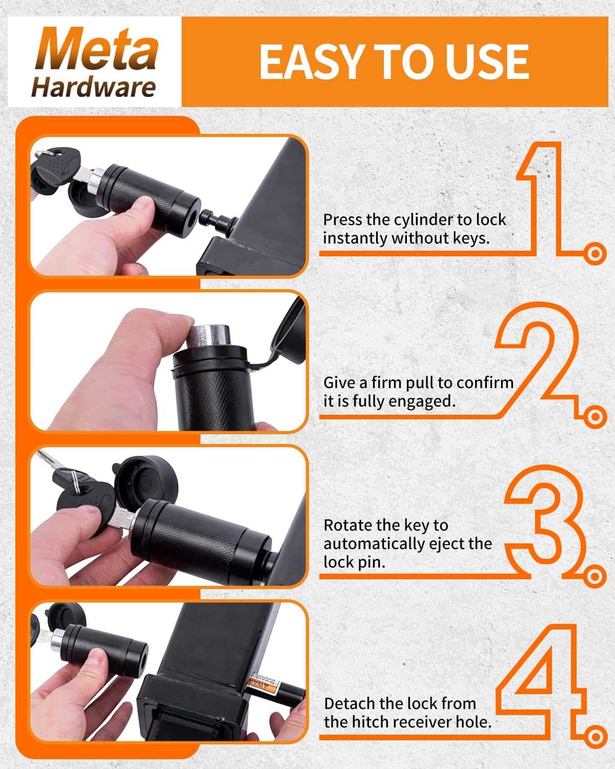 Detalle de META Hardware Trailer Hitch Lock with 5/8" Pin for Class III/IV 2" Hitches