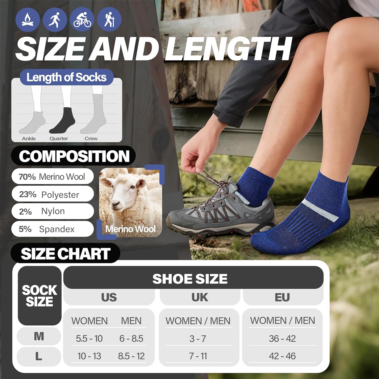 Thumbnail 4 de MOSEY KOSY 6 Pairs Merino Wool Socks for All