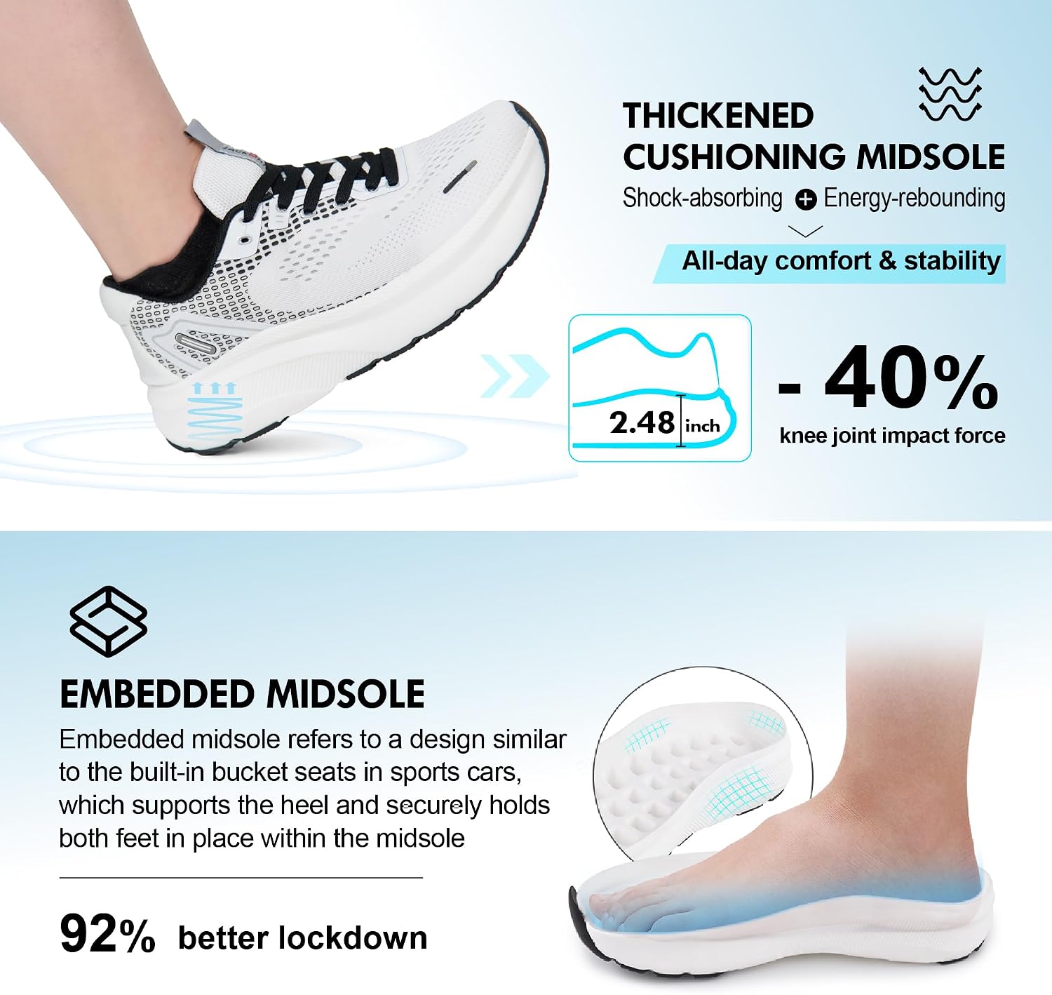 Detalle 2 de JACKSHIBO Wide Toe Box Zero-Drop Sneakers for Women with Arch Support
