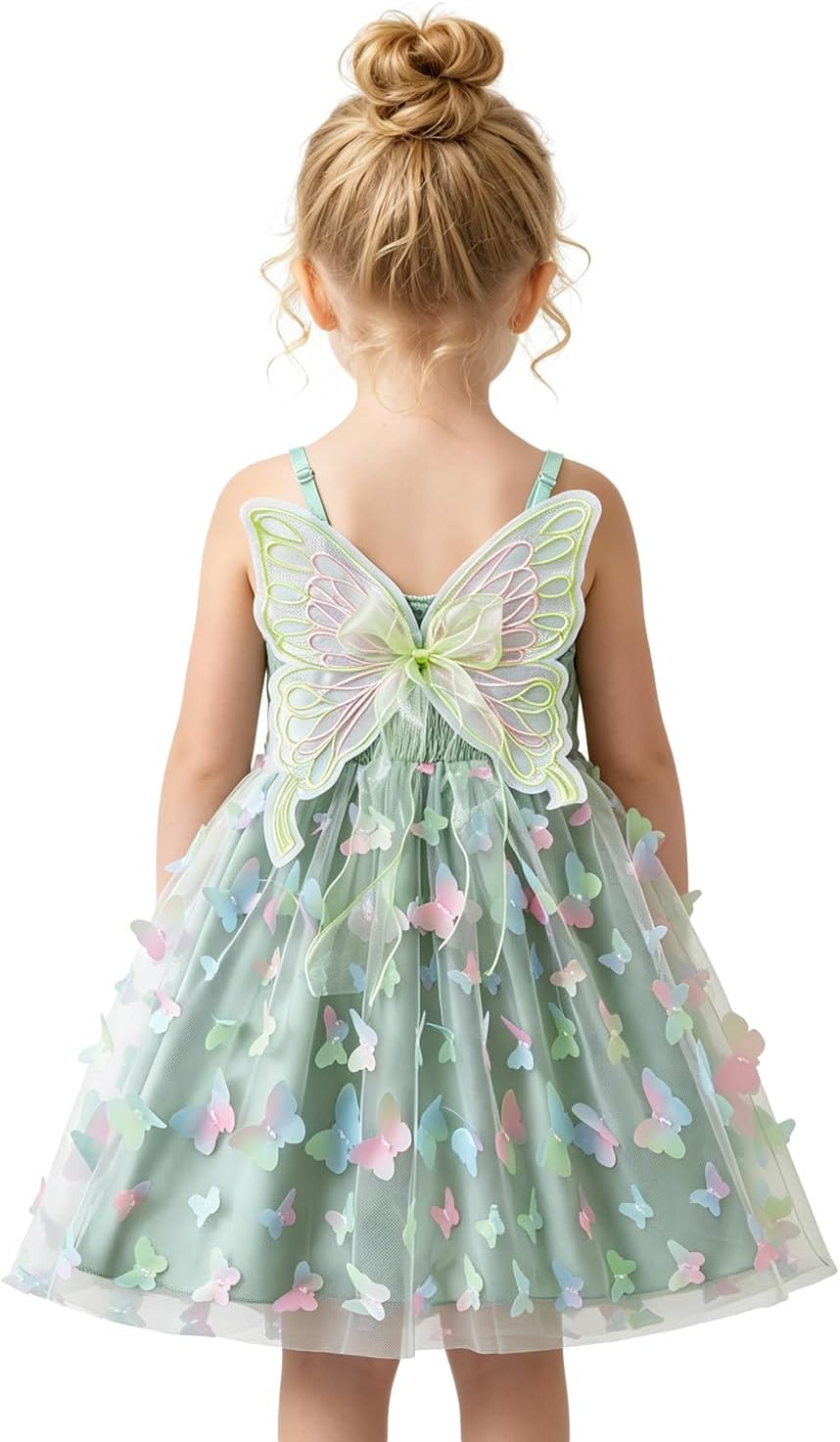 Detalle de NNJXD Baby Girl Rainbow Tulle Dress: Fairy Butterfly Party Dress for Toddlers
