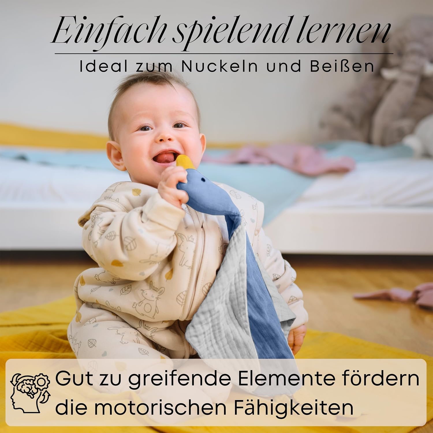 Thumbnail 2 de Mababu Schmusetuch Baby Musselin Ente 4-lagig