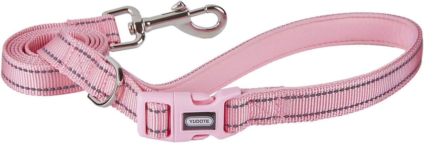 Detalle de Petiry Nylon Reflective Dog Lead Pink with Comfort Handle – 120cm