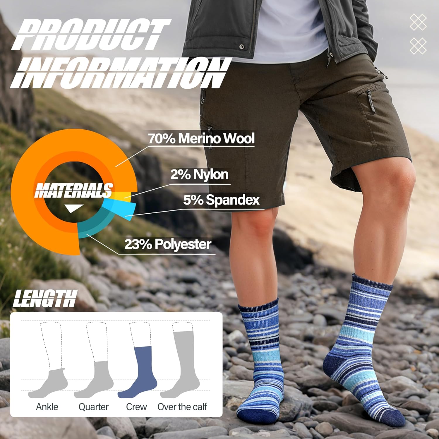 Thumbnail 4 de ANTSANG Merino Wool Hiking Socks 5 Pairs