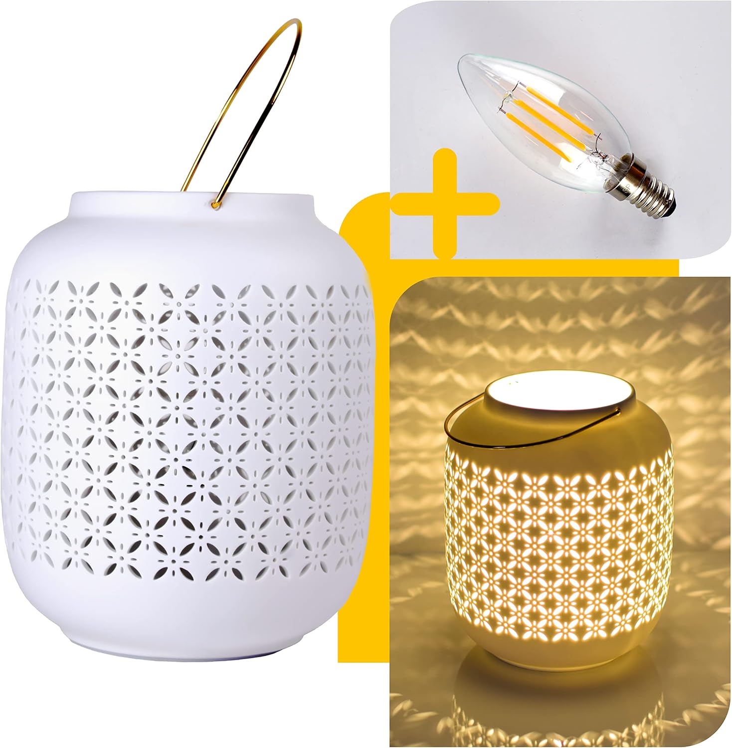 Thumbnail 4 de VOLIOS® Keramik Tischlampe – Dekolampe mit 6-Watt LED-Birne, warmweiß