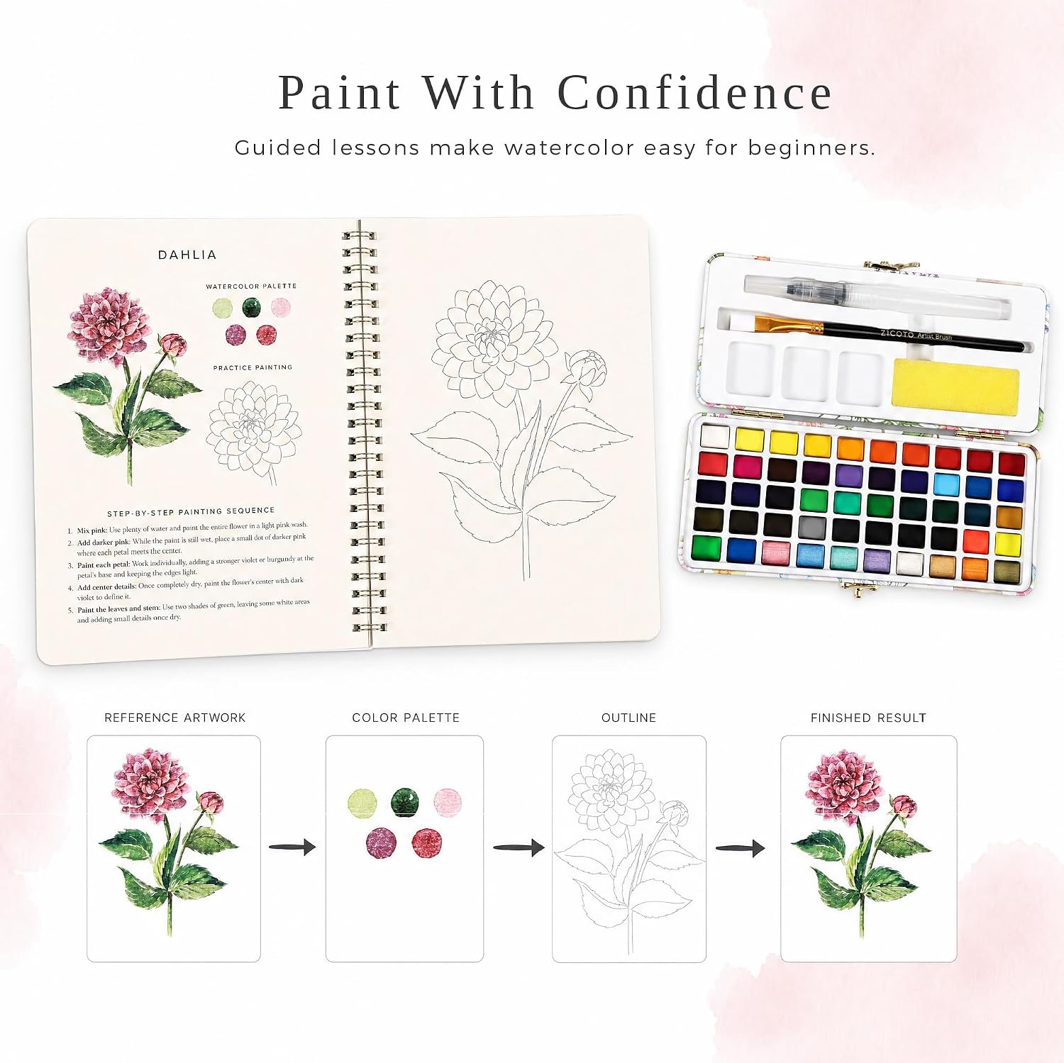 Thumbnail 3 de ZICOTO Watercolor Paint Set, 50 Colors