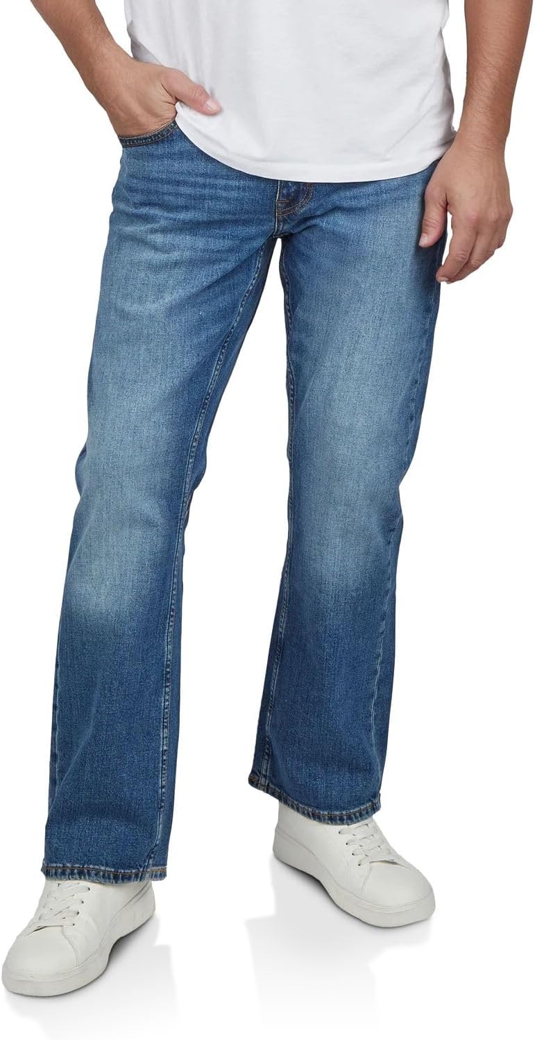 Detalle de MUSTANG Jeans Herren Stretch Oregon Bootcut – Schwarz/Blau, Größen 30–44