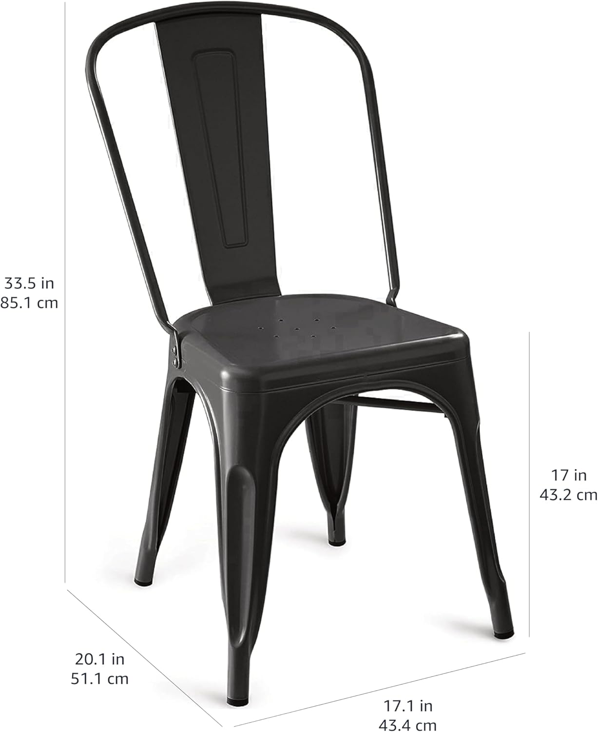 Thumbnail 2 de Amazon Basics Set of 4 Black Metal Dining Chairs with Backrest
