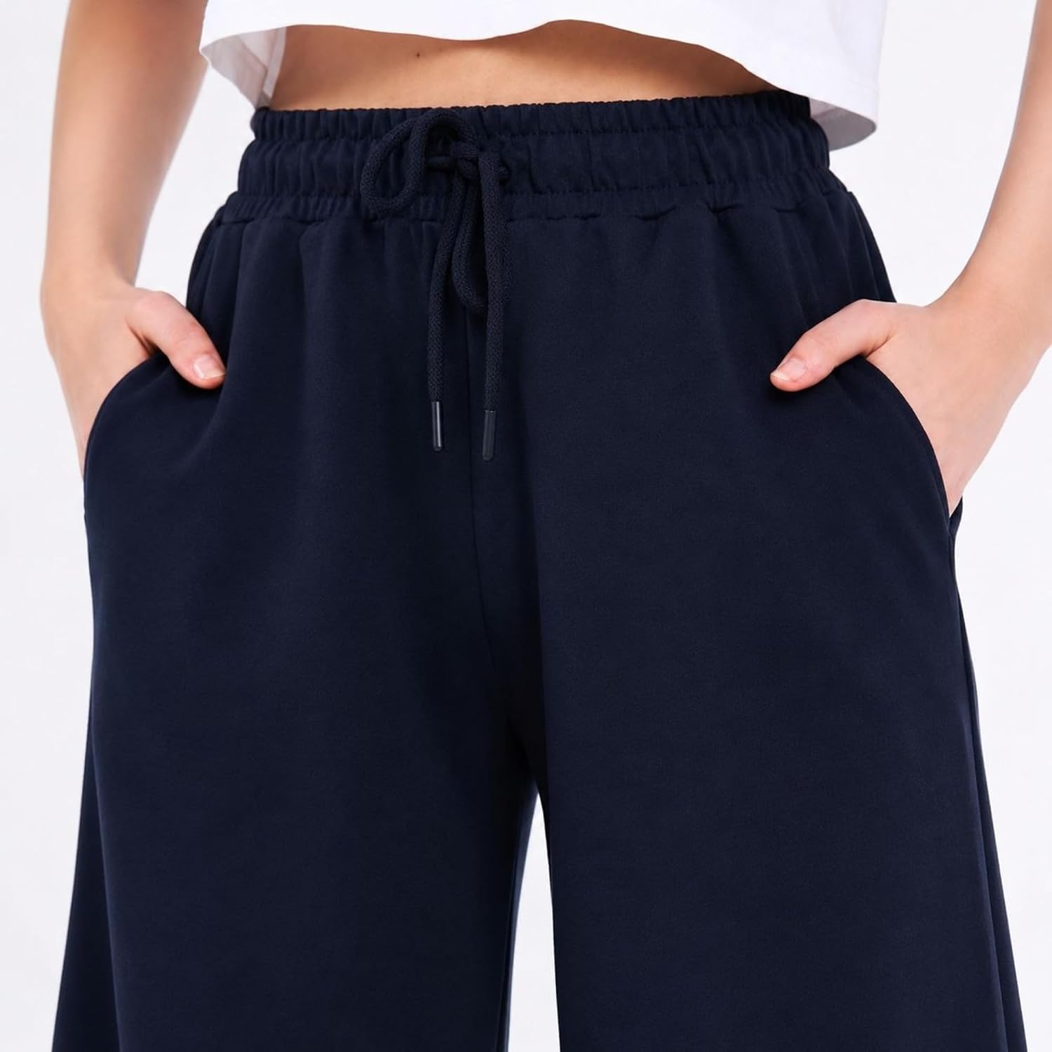 Detalle de COMEOR Women’s Jogging Bottoms – lightweight breathable cotton straight-leg joggers with side pockets