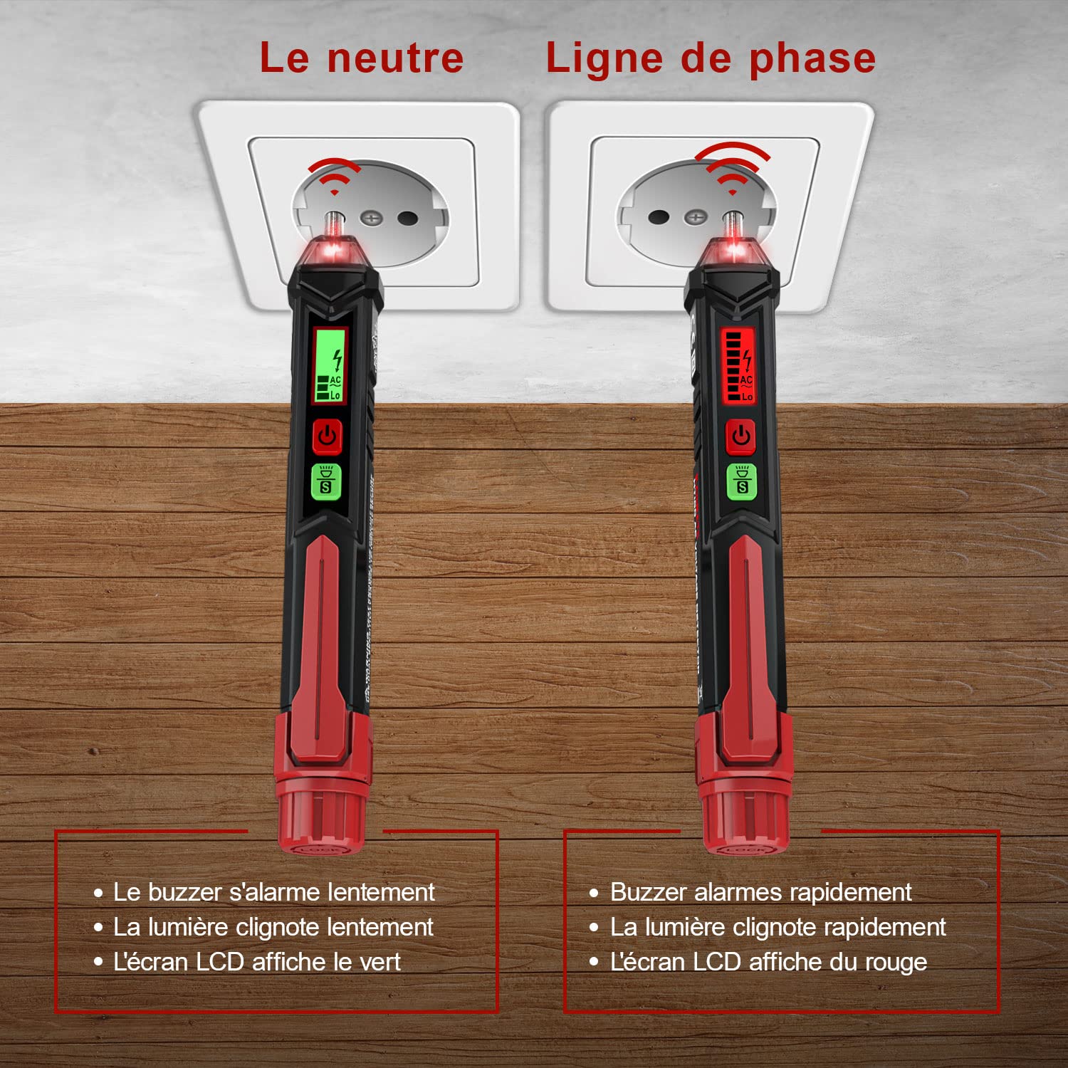Thumbnail 2 de KAIWEETS HT100 Détecteur de tension 12V–1000V