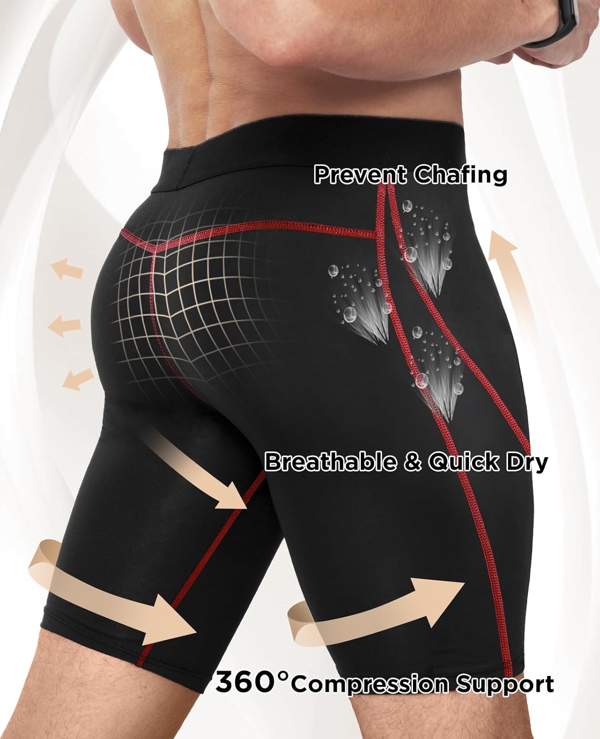 Thumbnail 2 de Niksa Men's Compression Shorts (1 or 3 Pack) – Quick-Dry Base Layer for Gym and Run