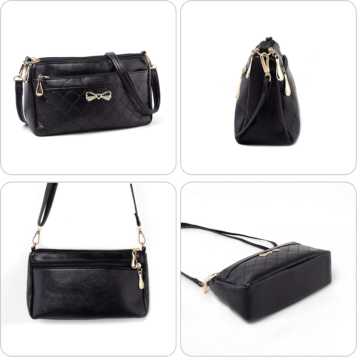 Thumbnail 6 de Damen Umhängetasche Kleine Elegant – geprägtes Muster, leichte PU-Leder Schultertasche mit verstellbarem Gurt