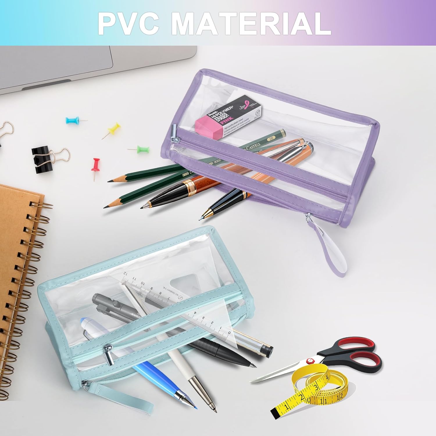 Thumbnail 5 de PVC Clear Pencil Case 2-pack, see-through, water-resistant ✏️