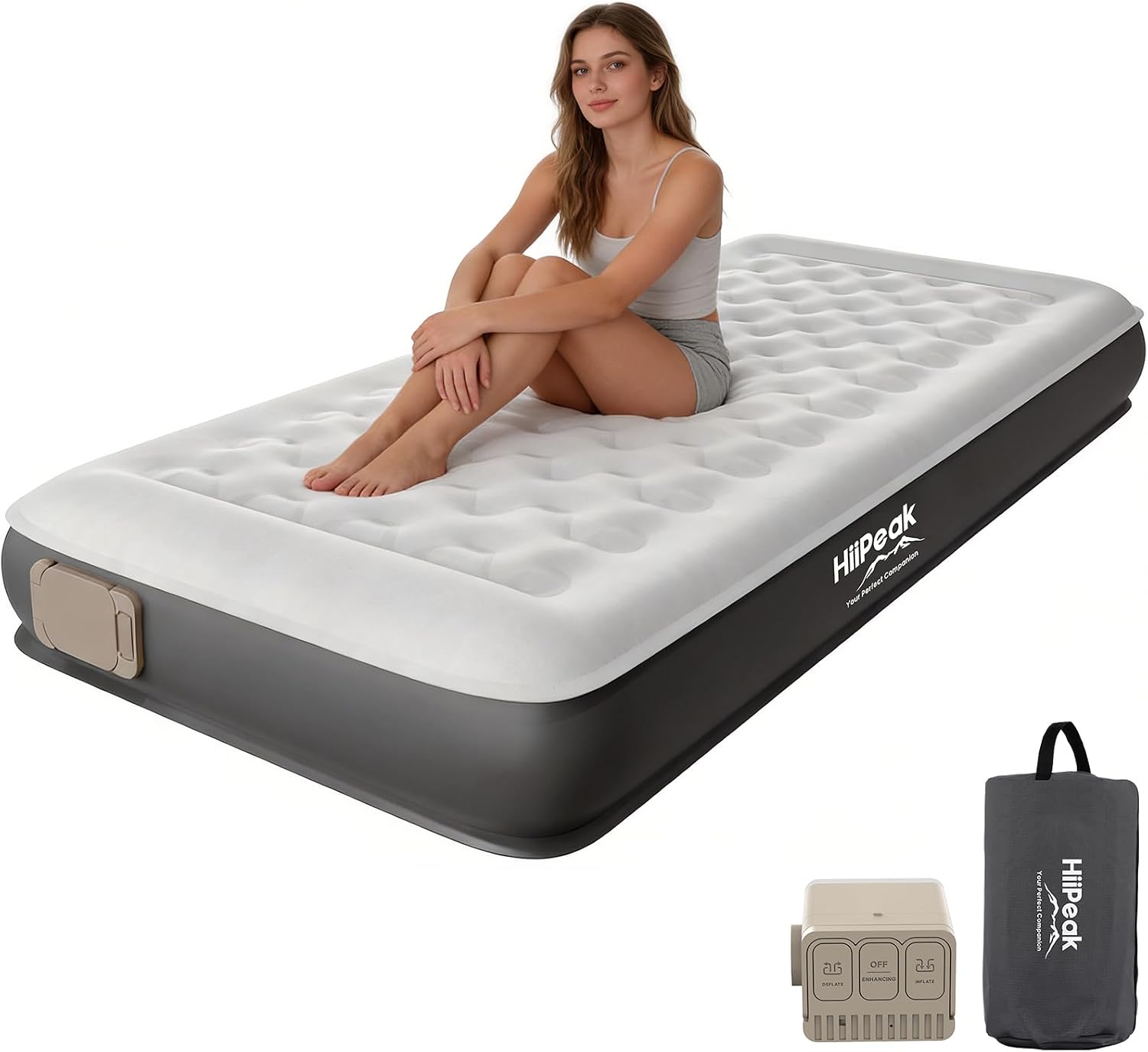 Detalle de HiiPeak Single Inflatable Bed Air Mattress with Built-in Pump (TPU Eco Folding Guest Air Bed)