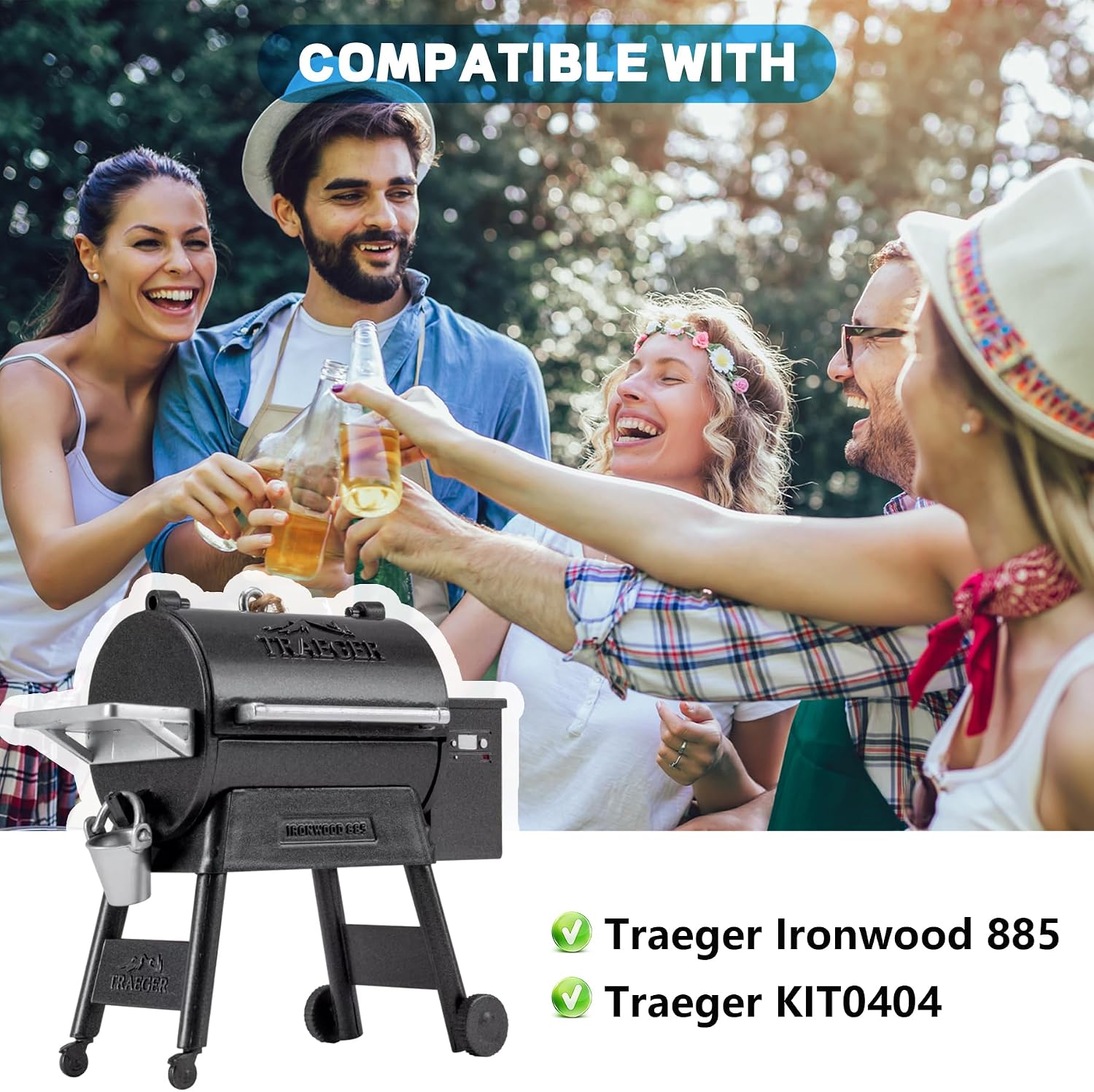 Detalle de Traeger-compatible replacement drip tray, stainless steel