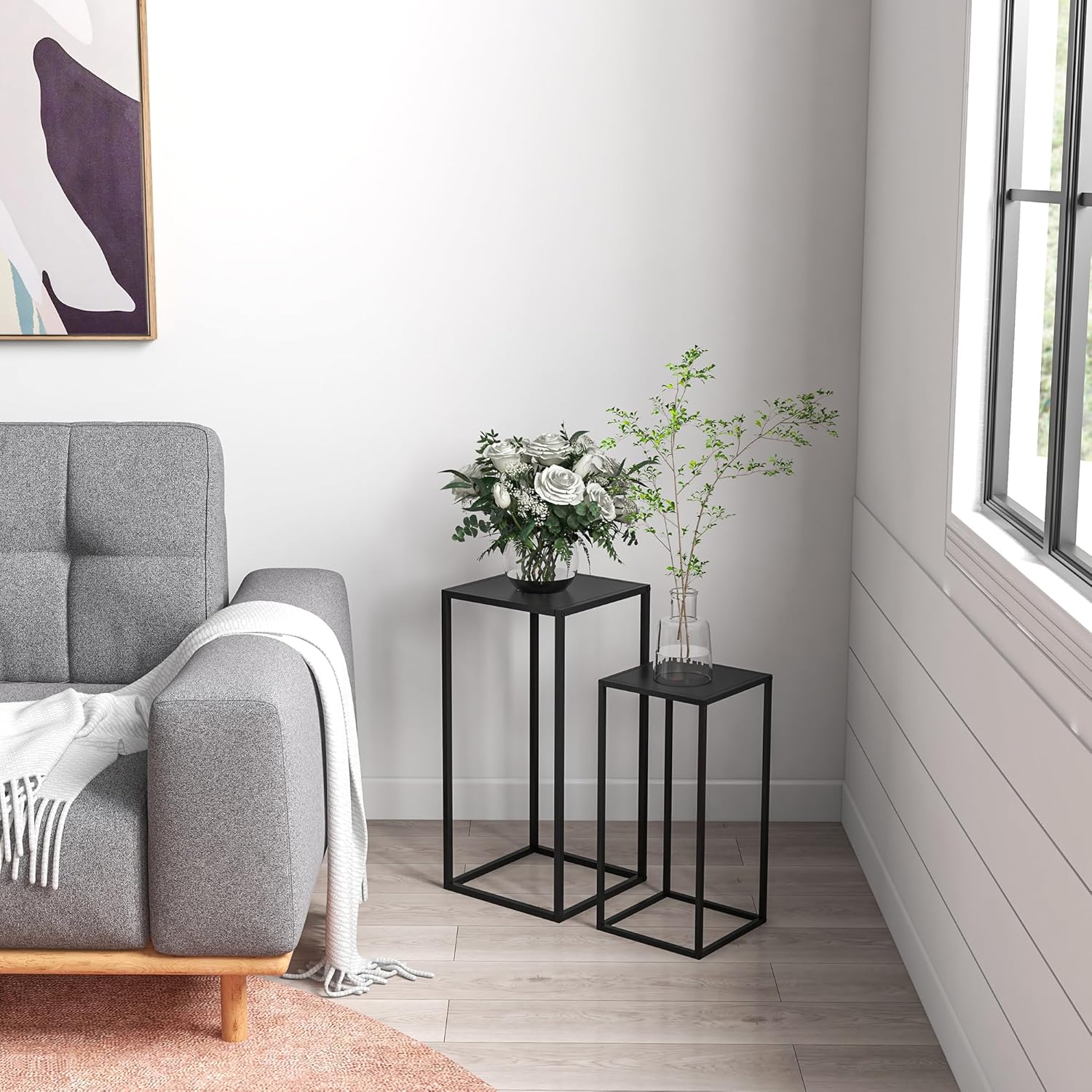 Thumbnail 5 de Outsunny supports pot de fleurs noir 2 niveaux