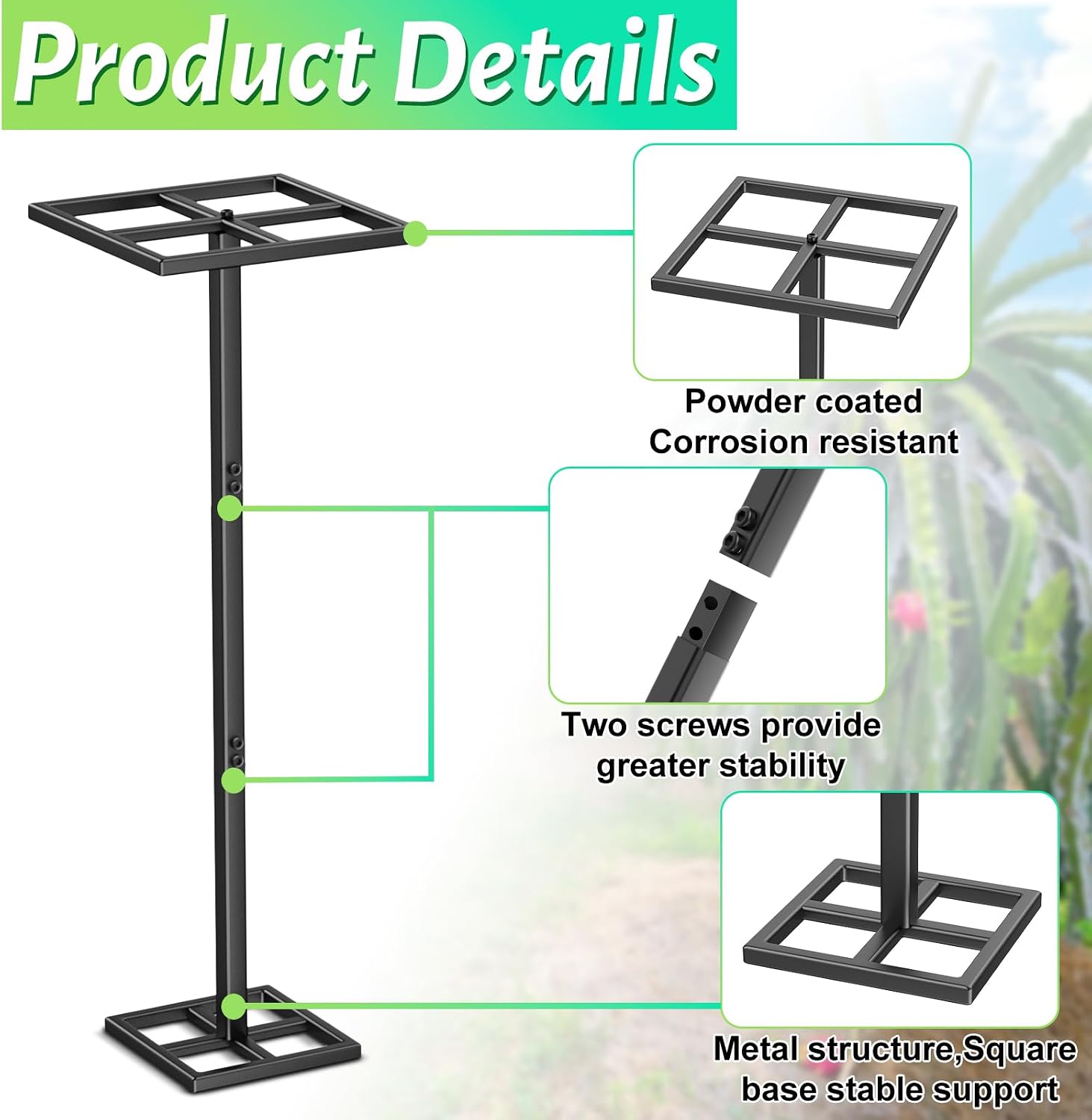 Detalle 2 de ODSNANIE Metal Dragon Fruit Trellis, 44" Adjustable Vertical Support