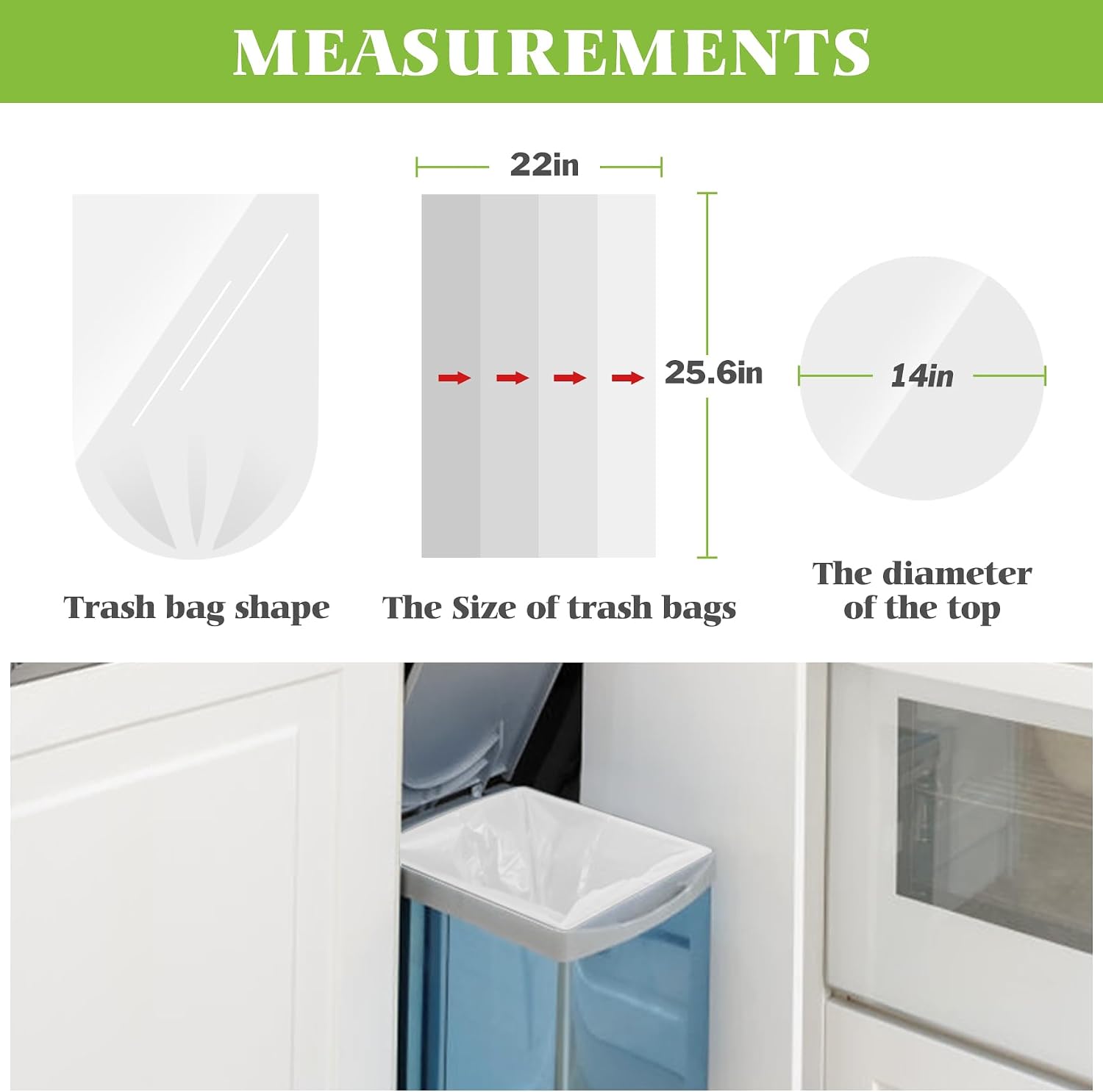 Detalle 2 de Teivio Clear Trash Bags, 8 Gallon