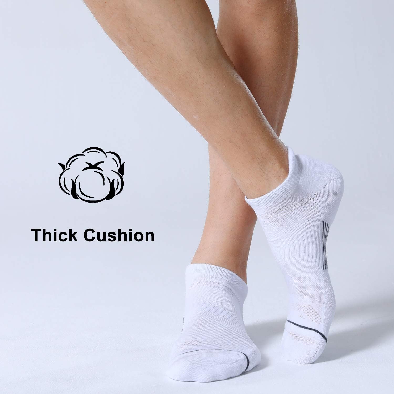 Thumbnail 5 de FITRELL 6-Pack Men's Ankle Running Socks: Low-Cut Cushioned Athletic Socks